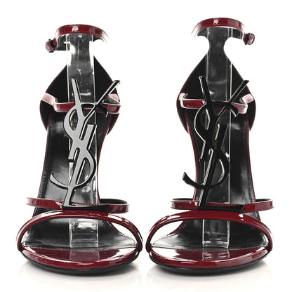 Saint Laurent Patent Calfskin Cassandra 100 Sandals 37.5 Red Laquer 3 of 9