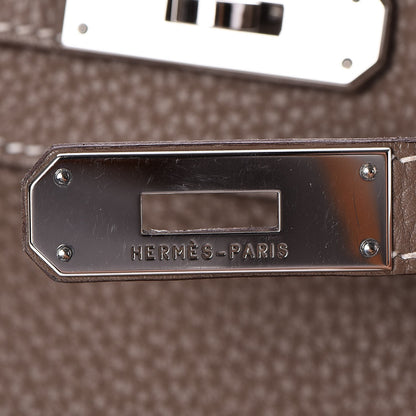 Hermes Taurillon Clemence Birkin 35 Etoupe 9 of 32