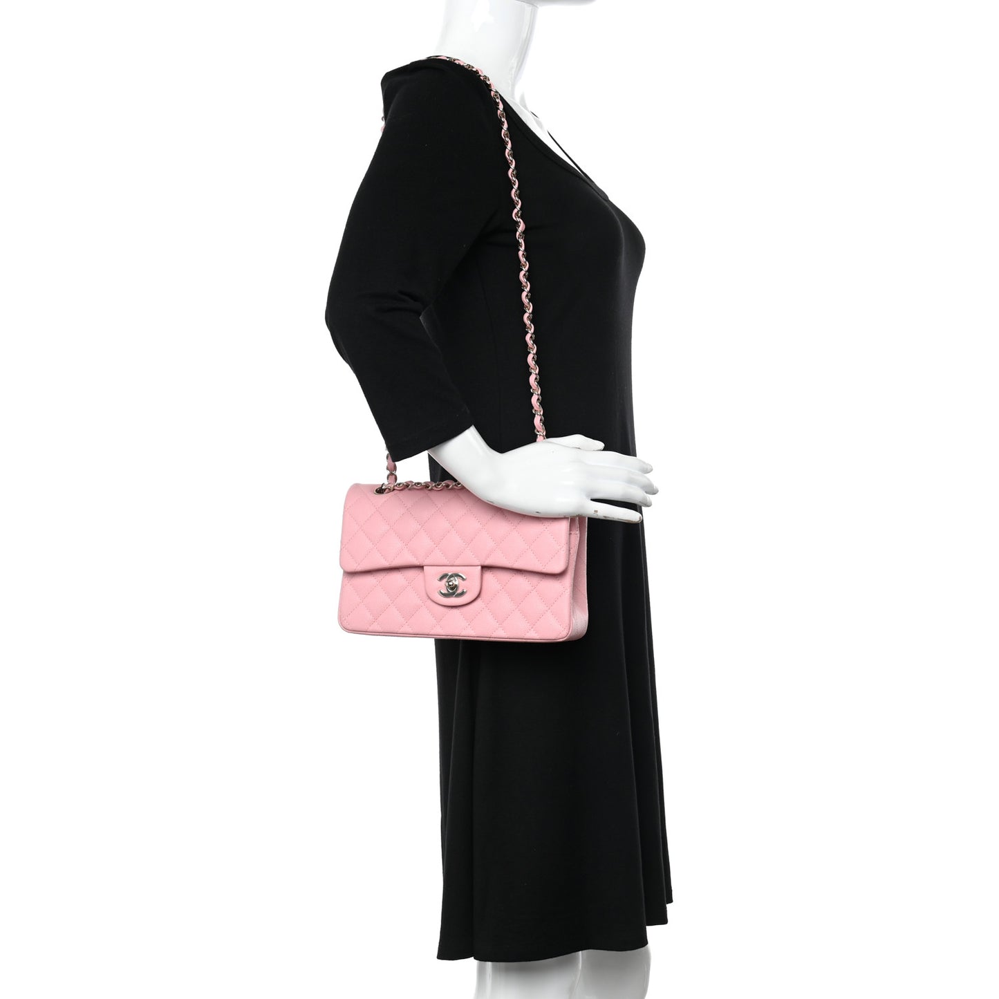 Caviar Quilted Small Double Flap Pink