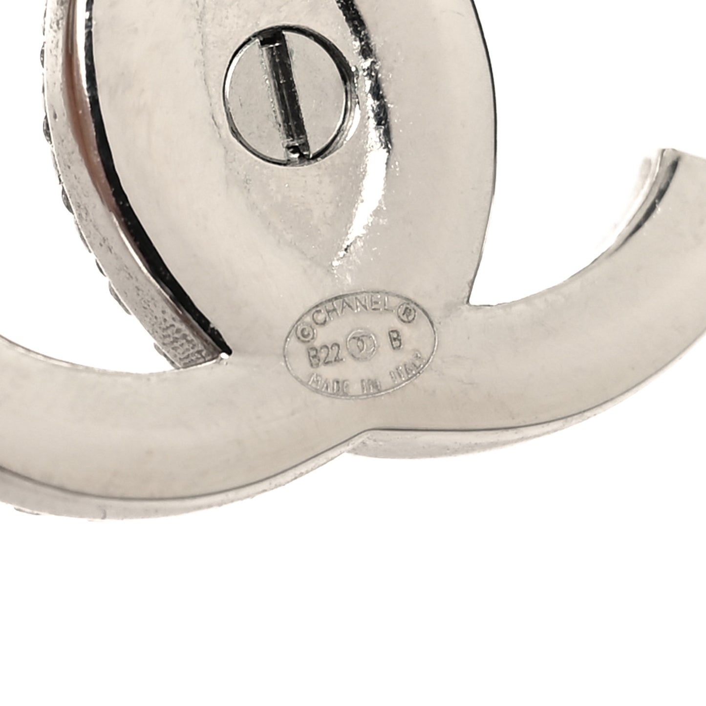 Crystal CC Turnlock Earrings Silver