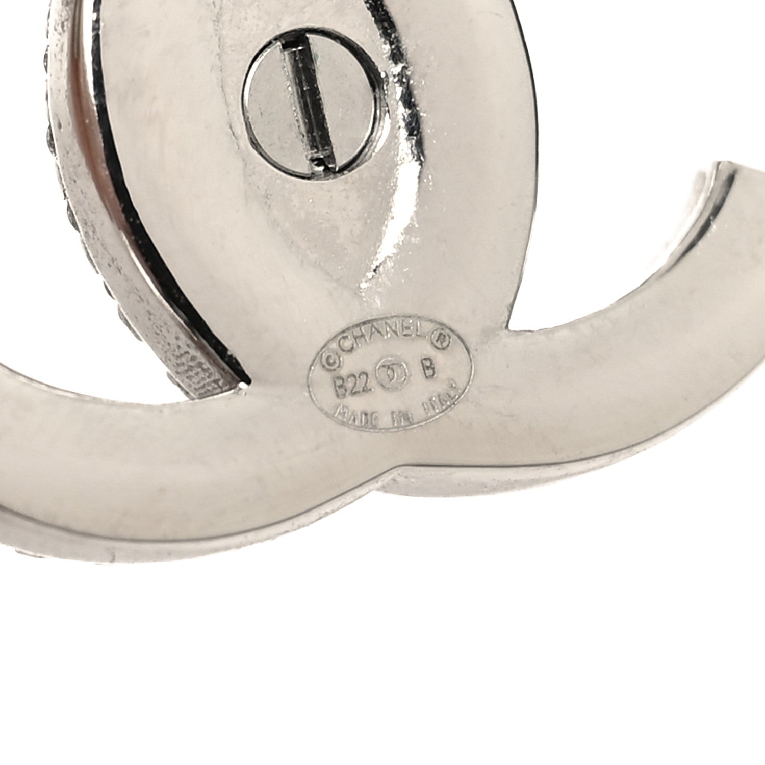 Chanel Crystal CC Turnlock Earrings Silver 4 of 5