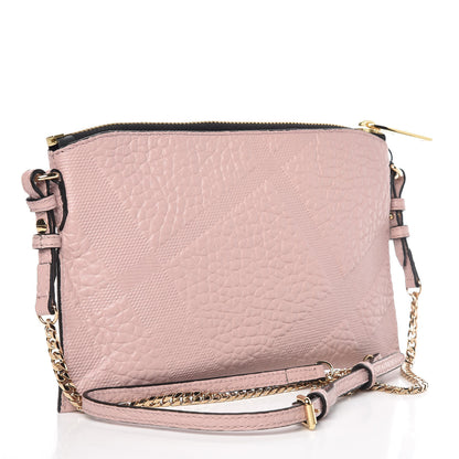 Burberry Signature Grain Calfskin Check Embossed Peyton Crossbody Clutch Bag Pale Orchid 3 of 10