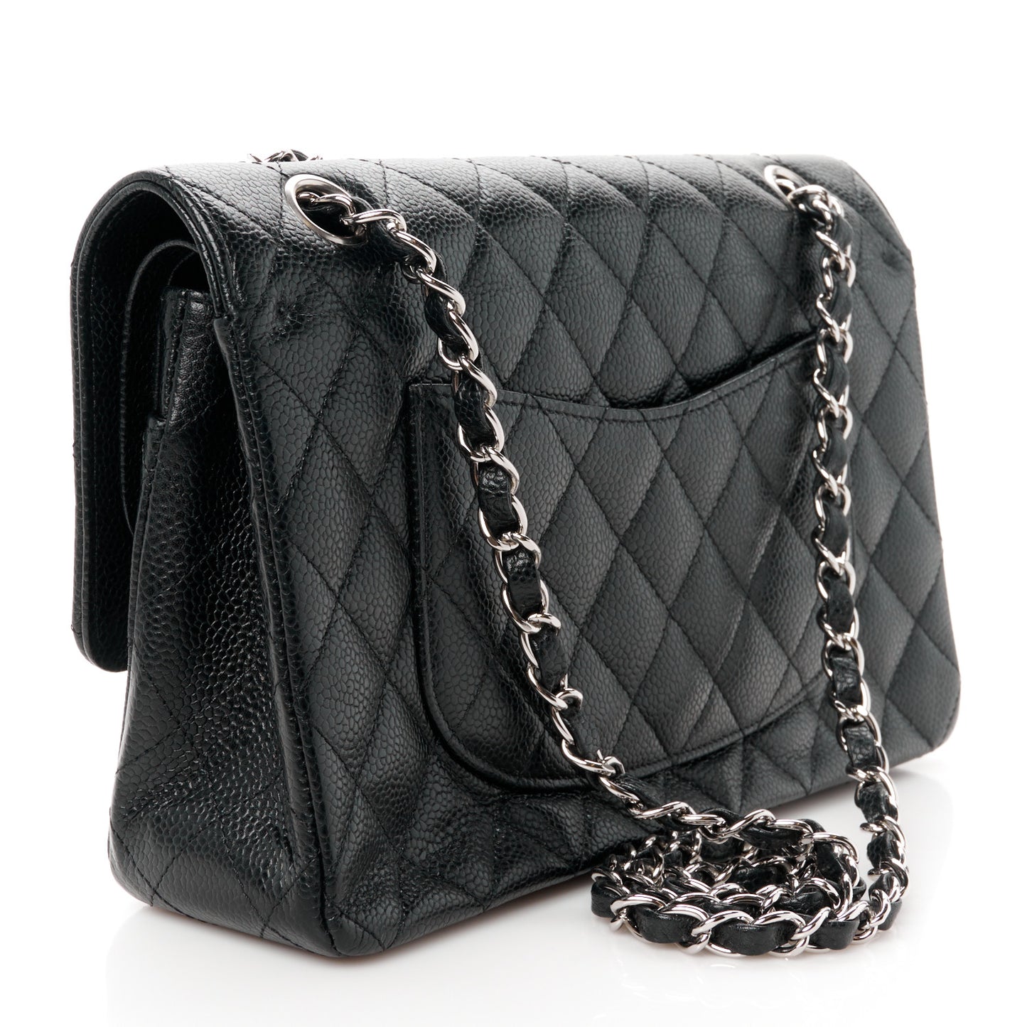 Caviar Quilted Medium Double Flap Black
