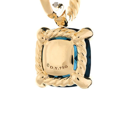 David Yurman 18K Yellow Gold Diamond Blue Topaz 11mm Chatelaine Drop Earrings 6 of 6