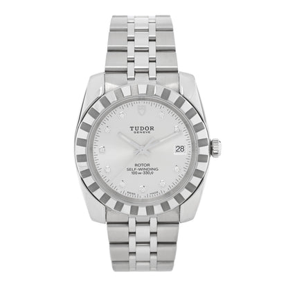 TUDOR Stainless Steel Diamond 38mm Classic Date Automatic Watch Silver 21010 1 of 5