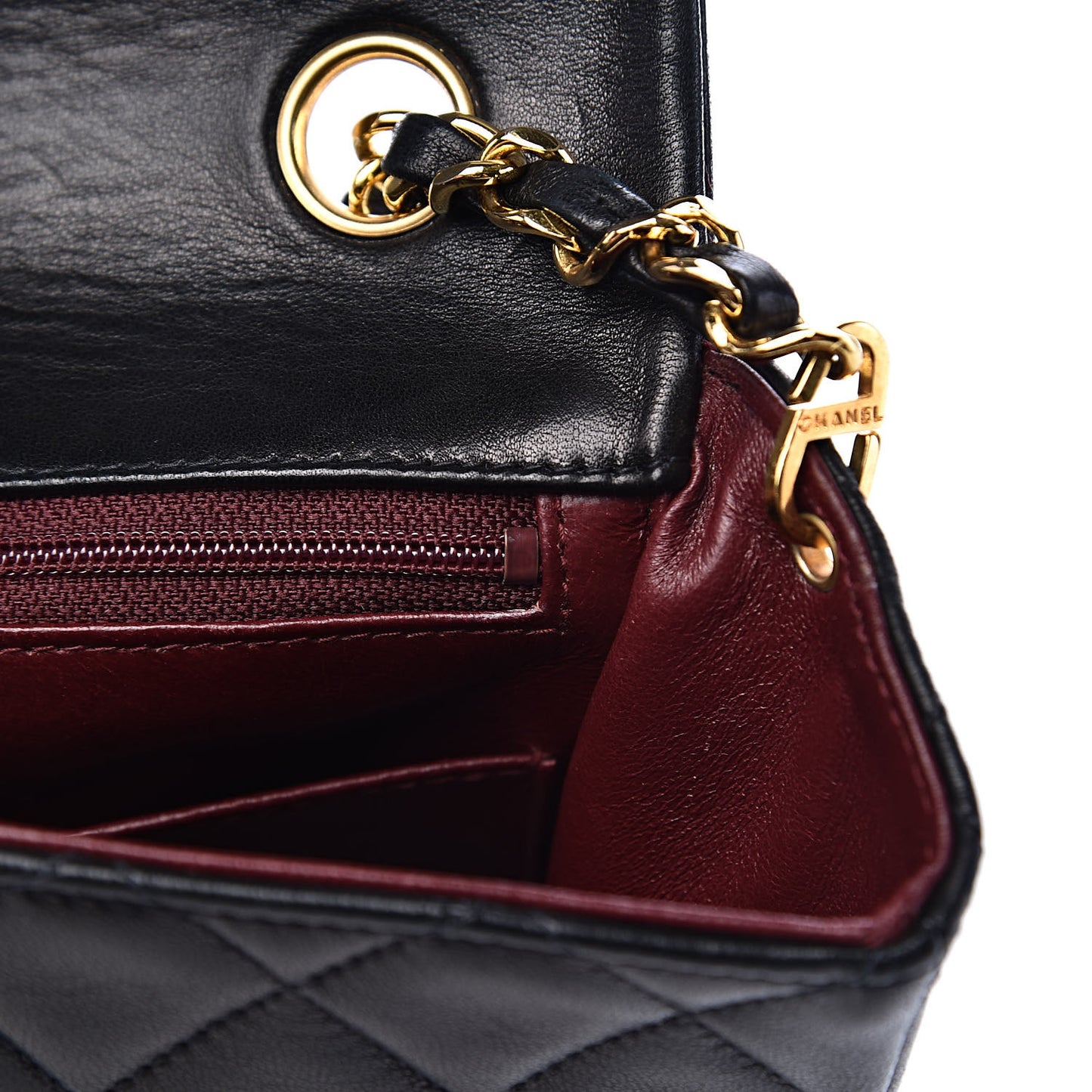 Lambskin Quilted Mini Square Flap Bag Black