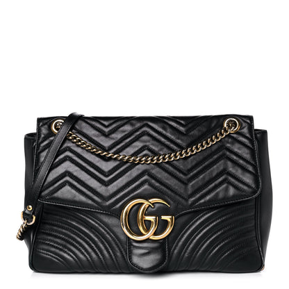 Gucci Calfskin Matelasse Large GG Marmont Shoulder Bag Black 1 of 15