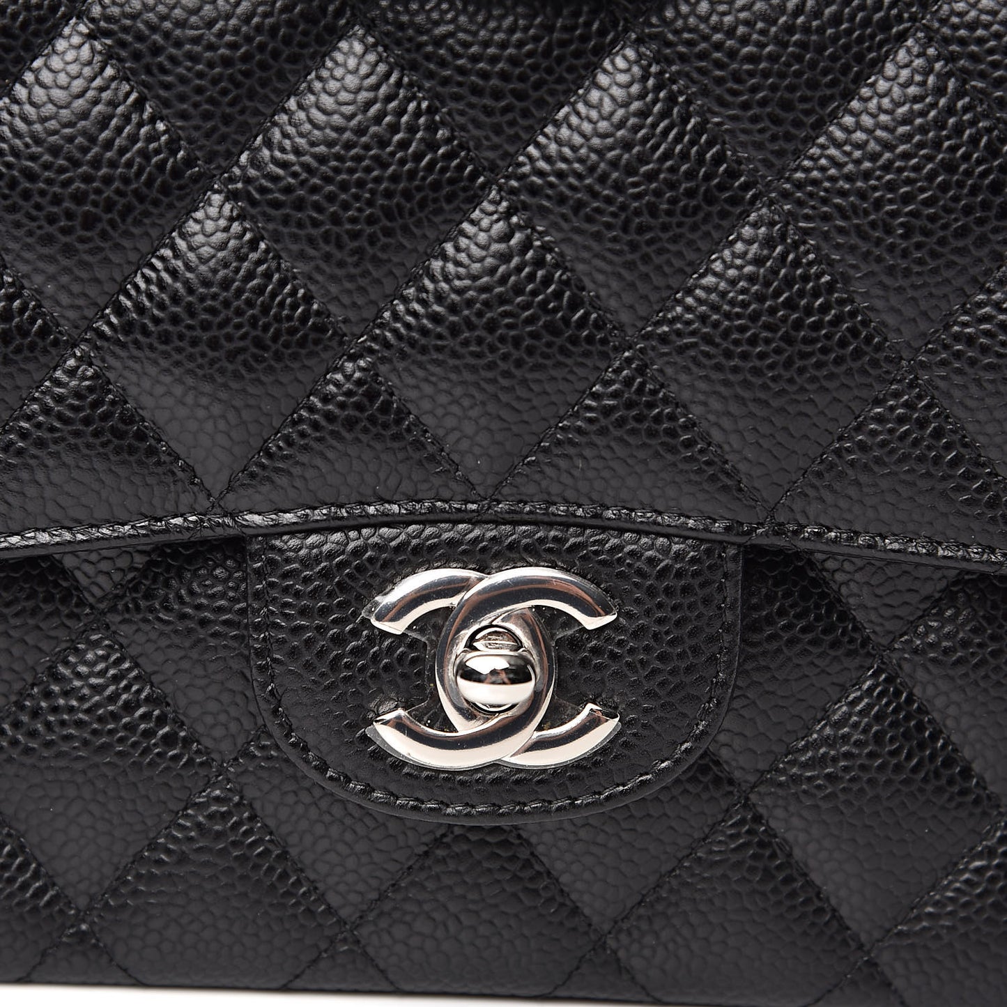 Caviar Quilted Medium Double Flap Black