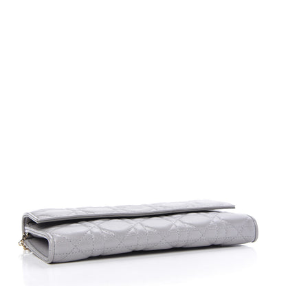 Christian Dior Metallic Lambskin Cannage Lady Dior Rendezvous Wallet On Chain Silver 4 of 11