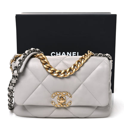 Chanel Goatskin Quilted Medium Chanel 19 Flap Grey 11 of 11