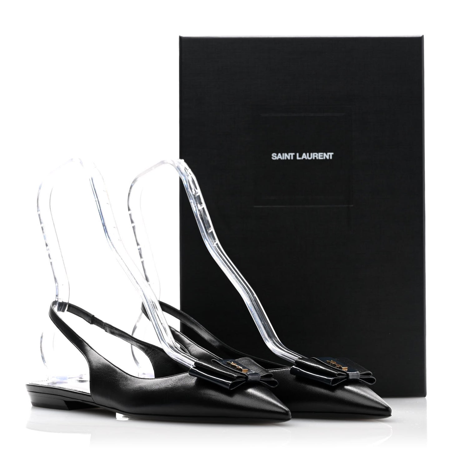 Patent Smooth Lambskin Anais Slingback Flats 40.5 Navy Black