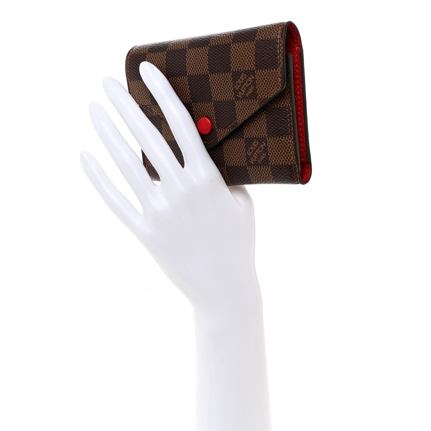 Louis Vuitton Damier Ebene Victorine Wallet Red 2 of 8