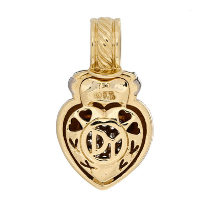 David Yurman 18K Yellow White Gold Diamond Heart Enhancer Pendant 3 of 4