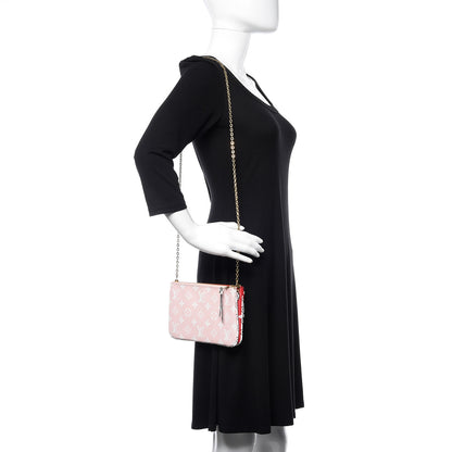 Louis Vuitton Monogram Giant Double Zip Pochette Rouge 2 of 11