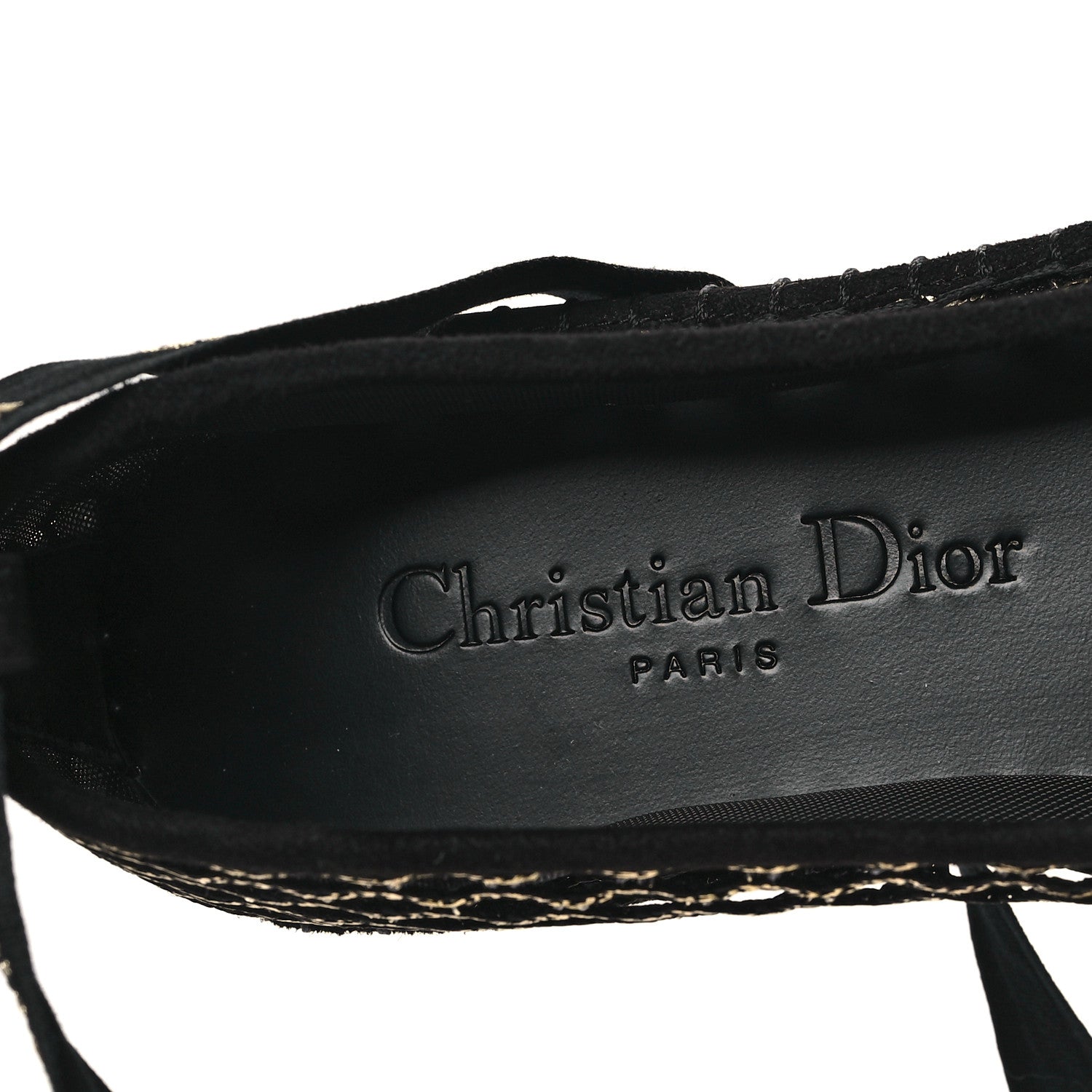 Christian Dior Laminated Resille Suede Nicely-D Ballet Flat 36 Black Gold 7 of 8