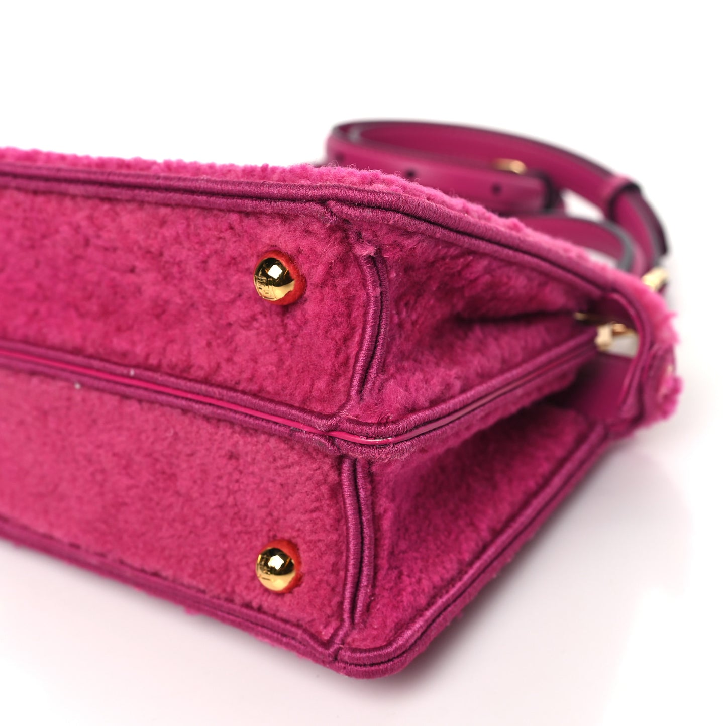 Curly Shearling Shiny Nappa Petite Peekaboo I SEE U Satchel Ciclamino Pilar