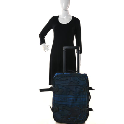 Christian Dior Canvas Embroidered Camouflage Diorcamp Luggage Carry On Navy 2 of 17