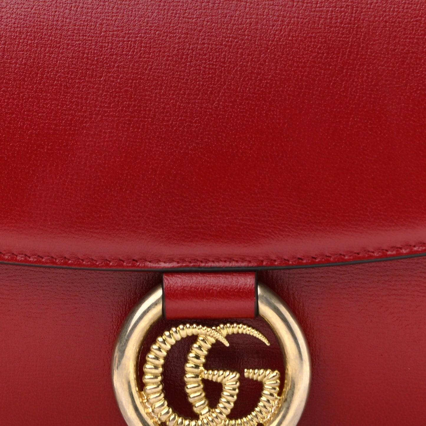 Textured Calfskin Small Torchon GG Ring Shoulder Bag New Cherry Red