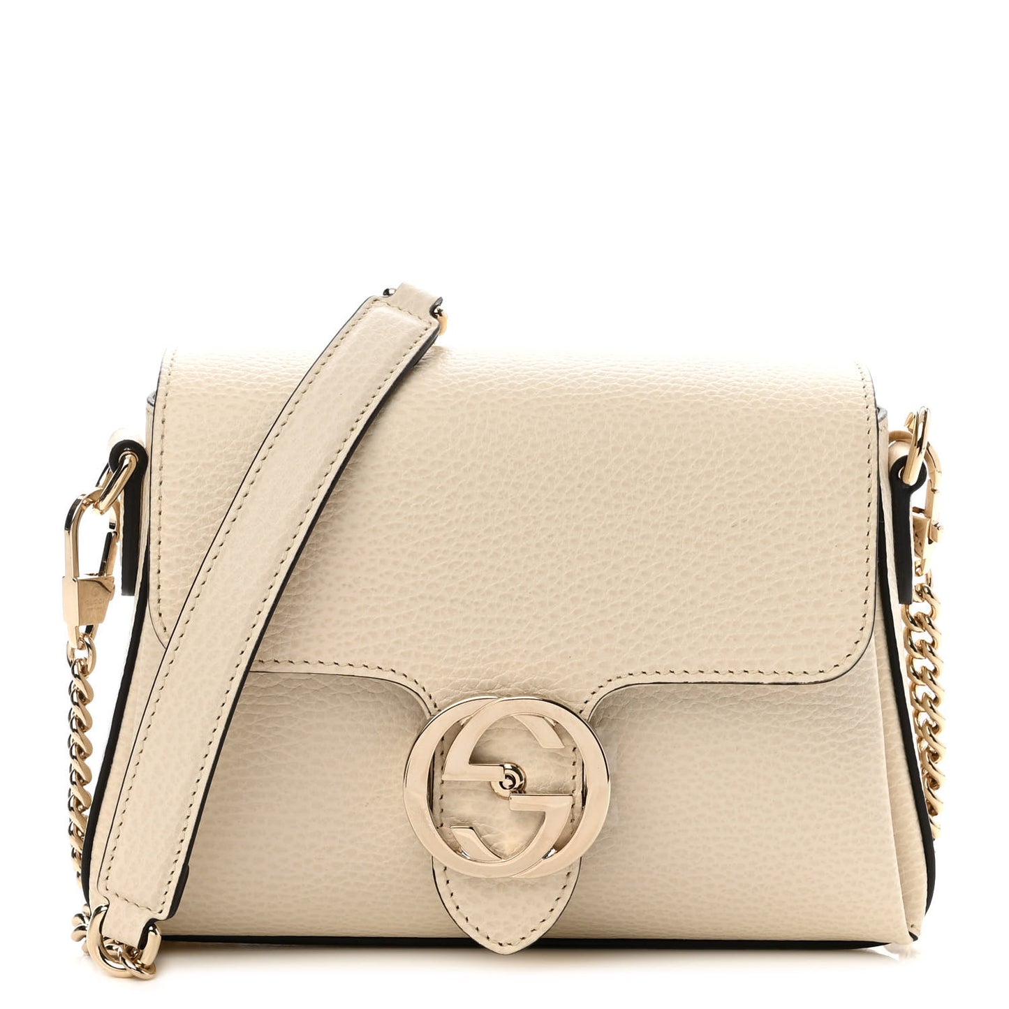 Dollar Calfskin Interlocking G Crossbody Bag Mystic White