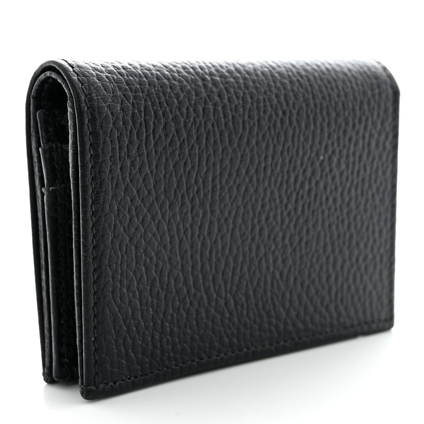 Dollar Calfskin Enamel Monochrome GG Marmont Card Case Black