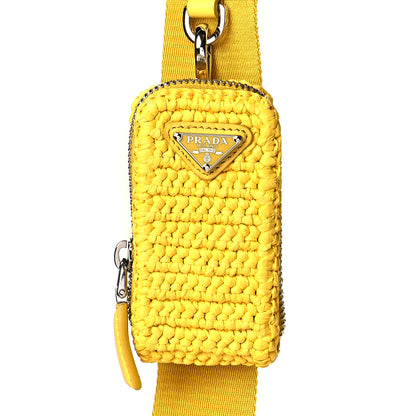 Prada Yarn Raffia Effect Crochet Triangle Shoulder Bag Giallo 9 of 12