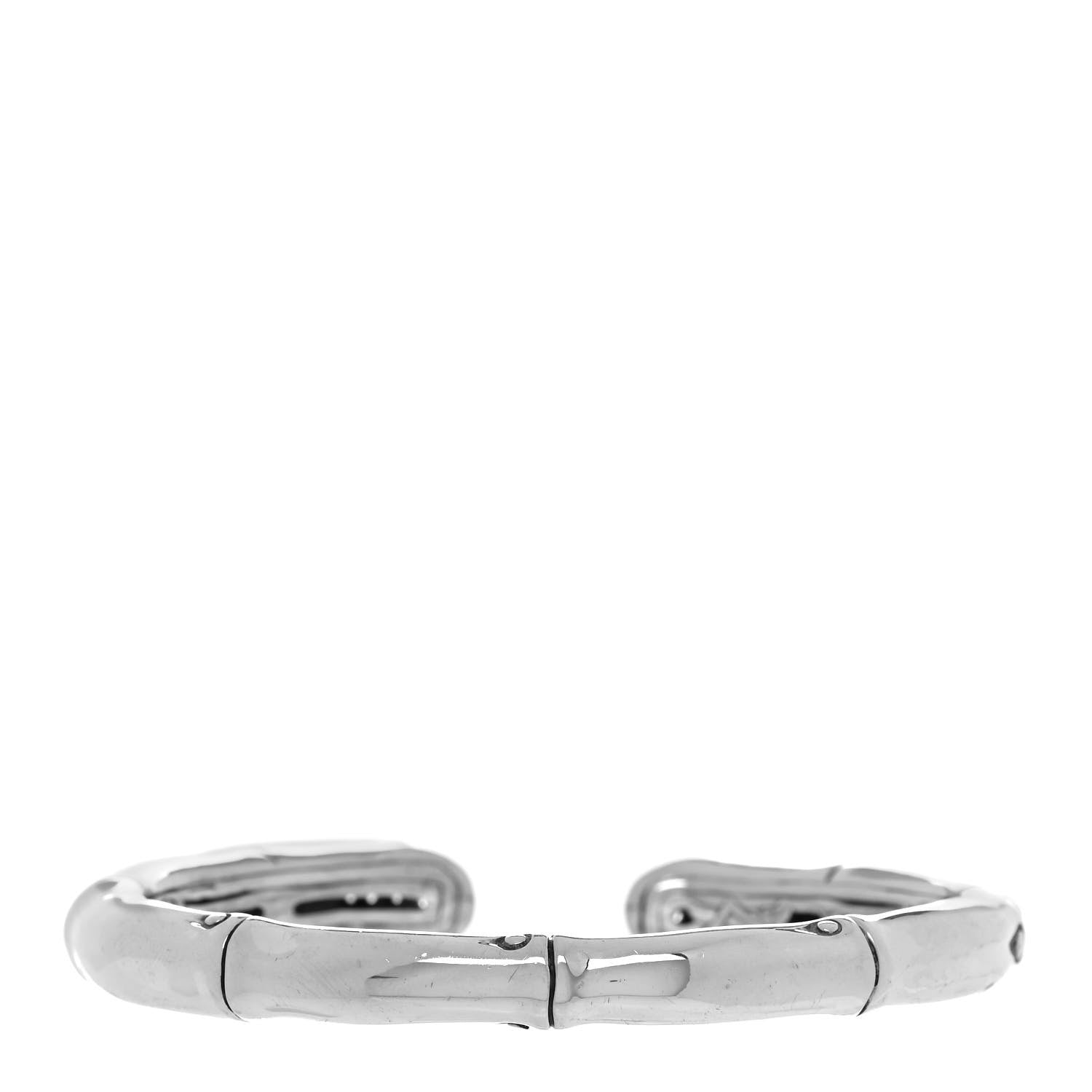 John Hardy Sterling Silver White Sapphire Bamboo Kick Cuff Bracelet 3 of 5