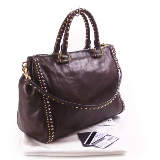 Prada Leather Studded Tote Bag 3 of 11