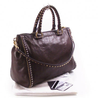 Prada Leather Studded Tote Bag 3 of 11