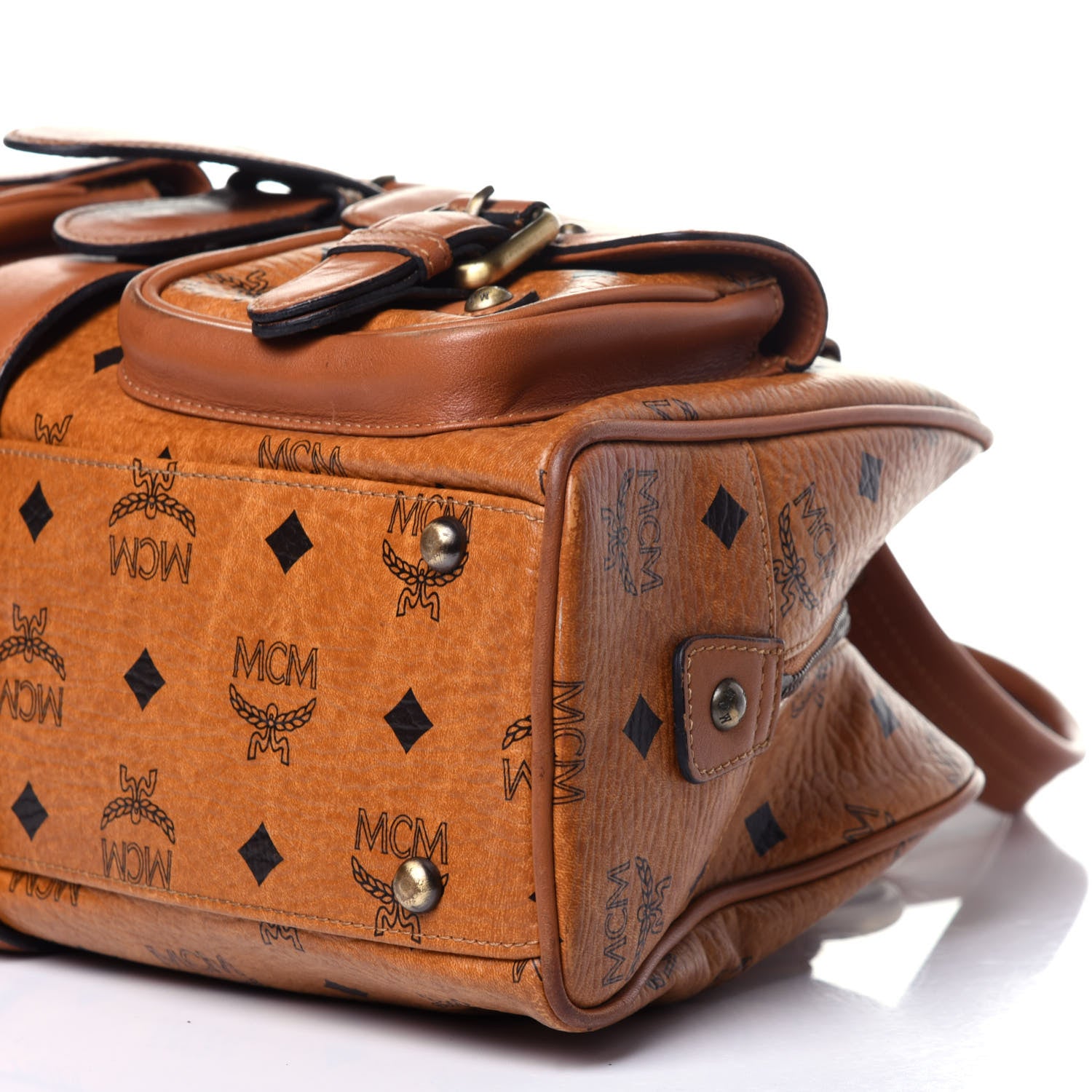 MCM Visetos Satchel Cognac 10 of 12