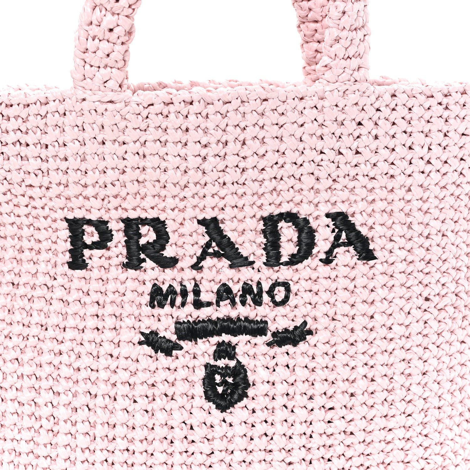 Prada Yarn Raffia Effect Crochet Small Logo Tote Alabastro 8 of 10