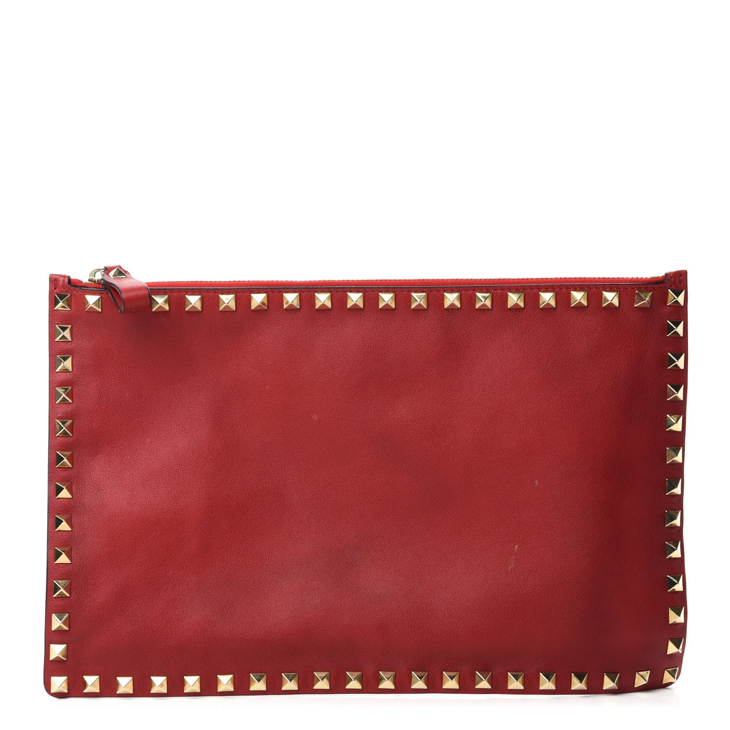 Valentino Garavani Vitello Large Rockstud Zip Pouch Red 1 of 11