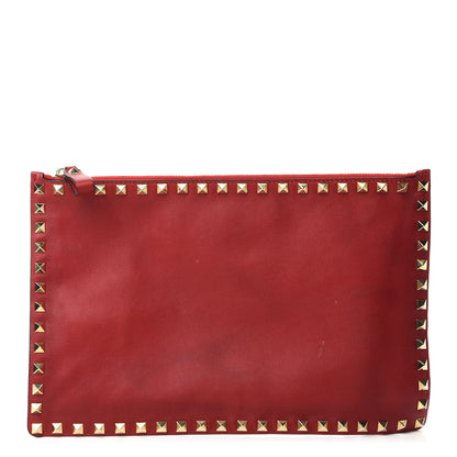Valentino Garavani Vitello Large Rockstud Zip Pouch Red 1 of 11