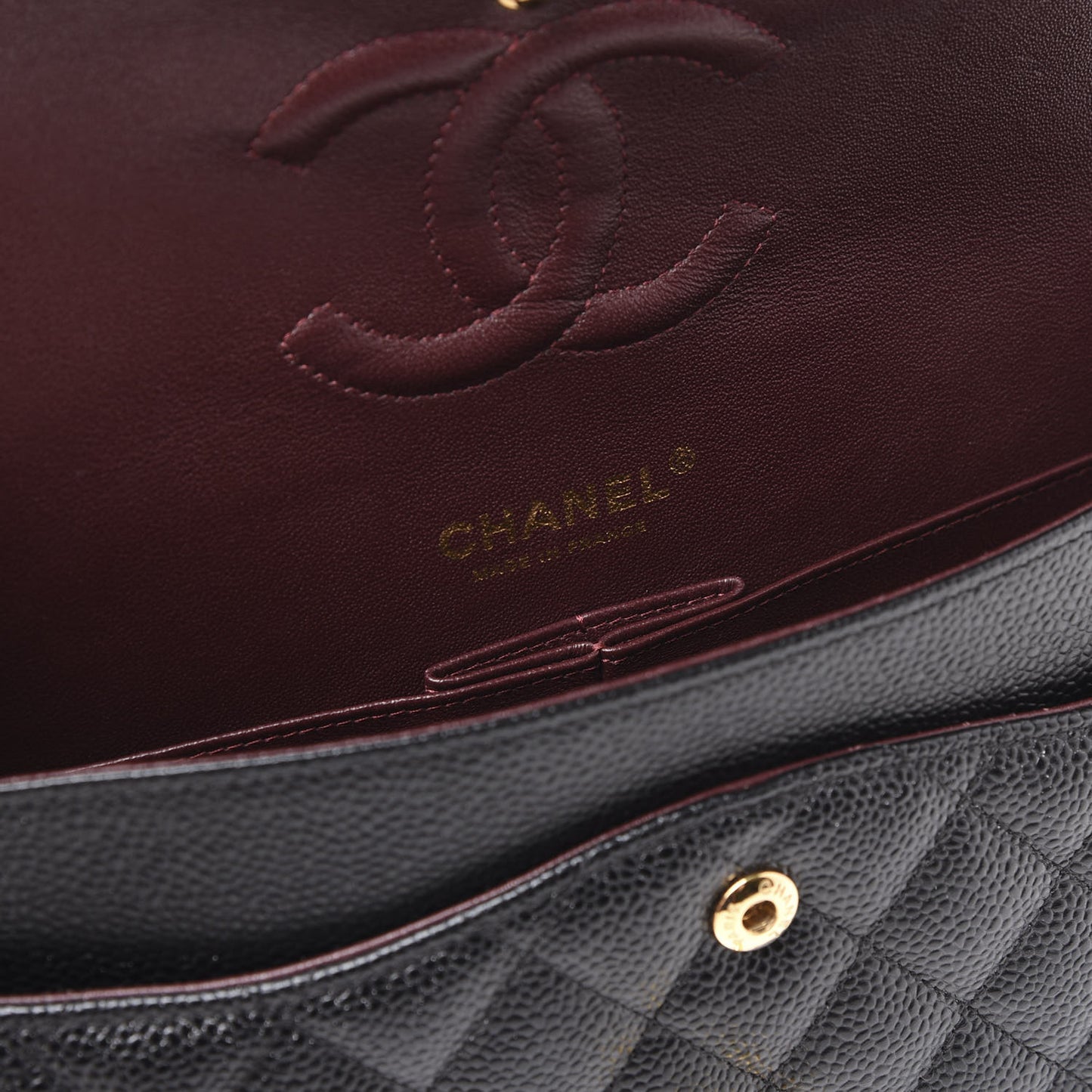 Caviar Quilted Medium Double Flap Black