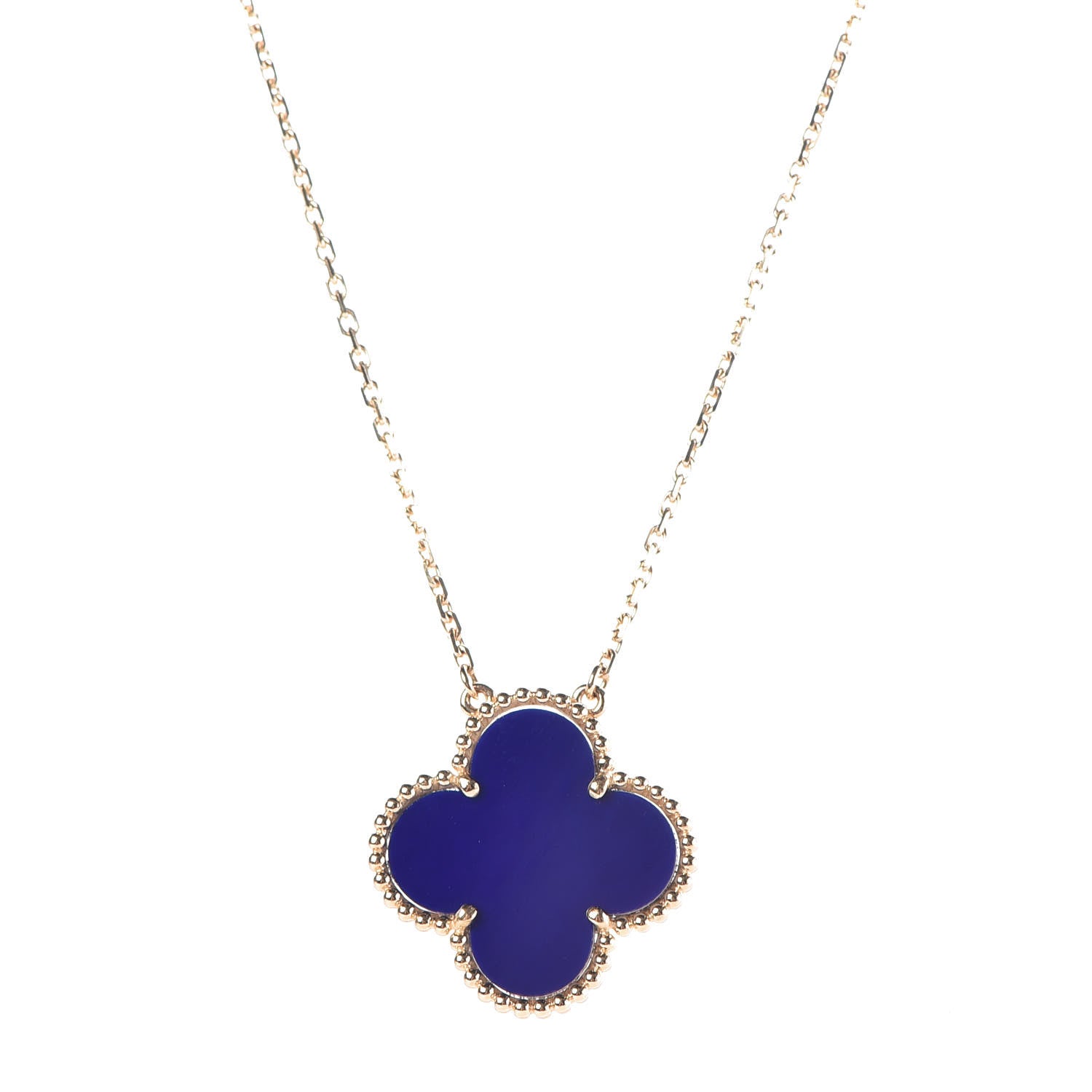 Van Cleef & Arpels 18K Yellow Gold Blue Sevres Porcelain Magic Alhambra Vendome Necklace 4 of 8