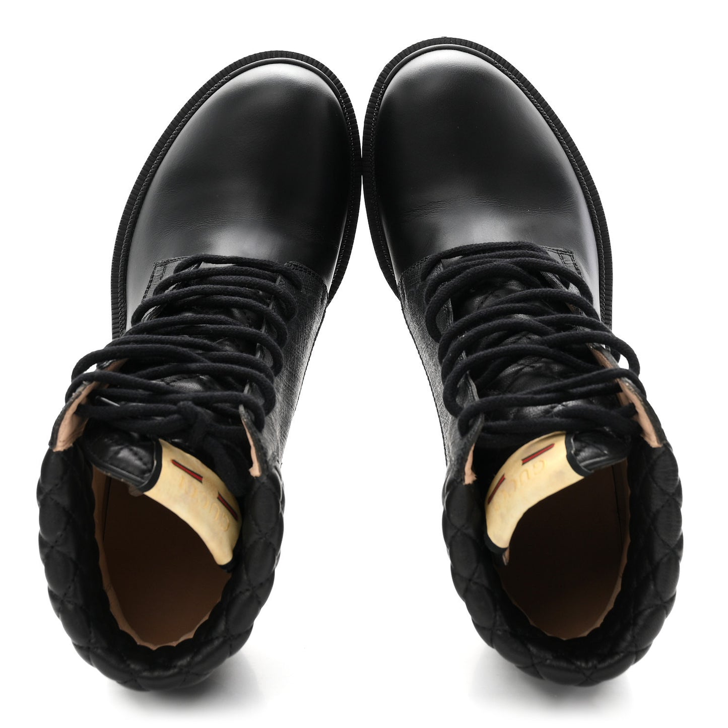 Apollo Calfskin GG Supreme Nappa Samoa Quilted Lace Up Ankle Boots 41 Black