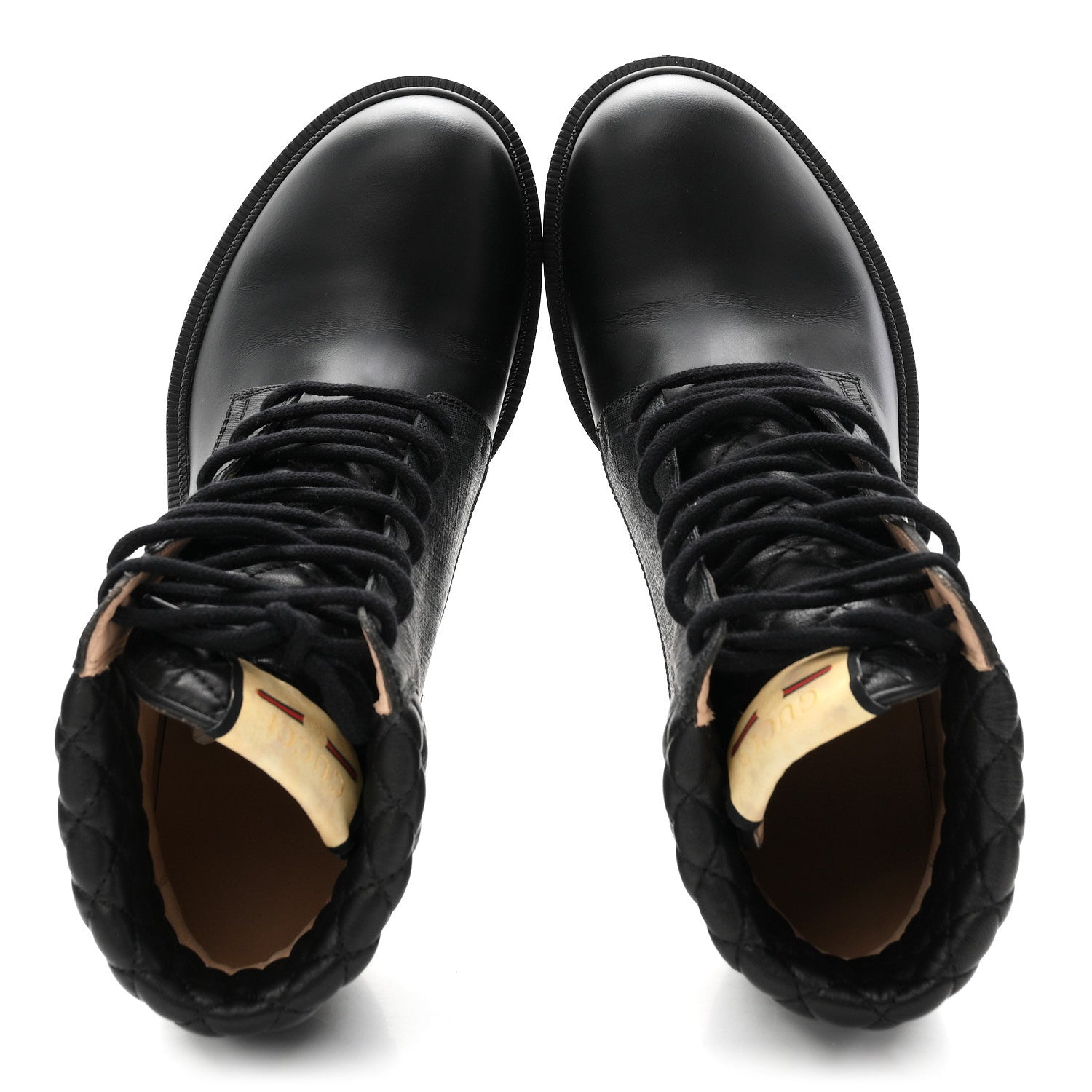 Gucci Apollo Calfskin GG Supreme Nappa Samoa Quilted Lace Up Ankle Boots 41 Black 2 of 10