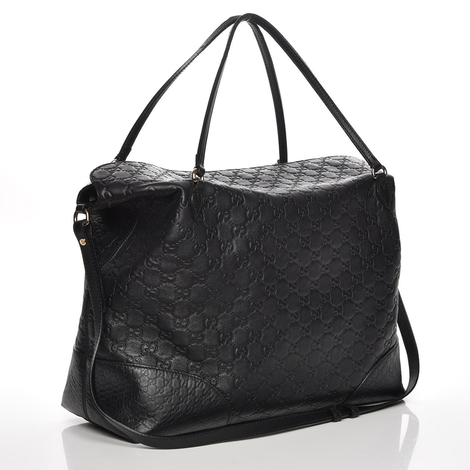 Gucci Guccissima Large Bree Foldover Tote Black 4 of 11