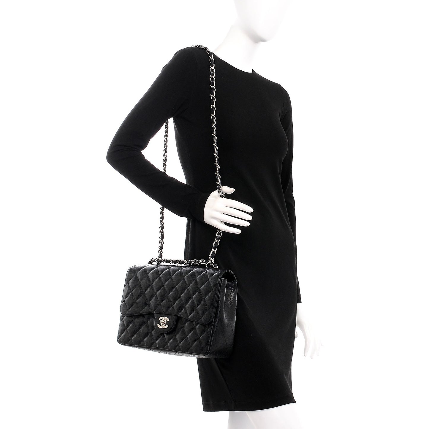 Caviar Quilted Jumbo Single Flap Black