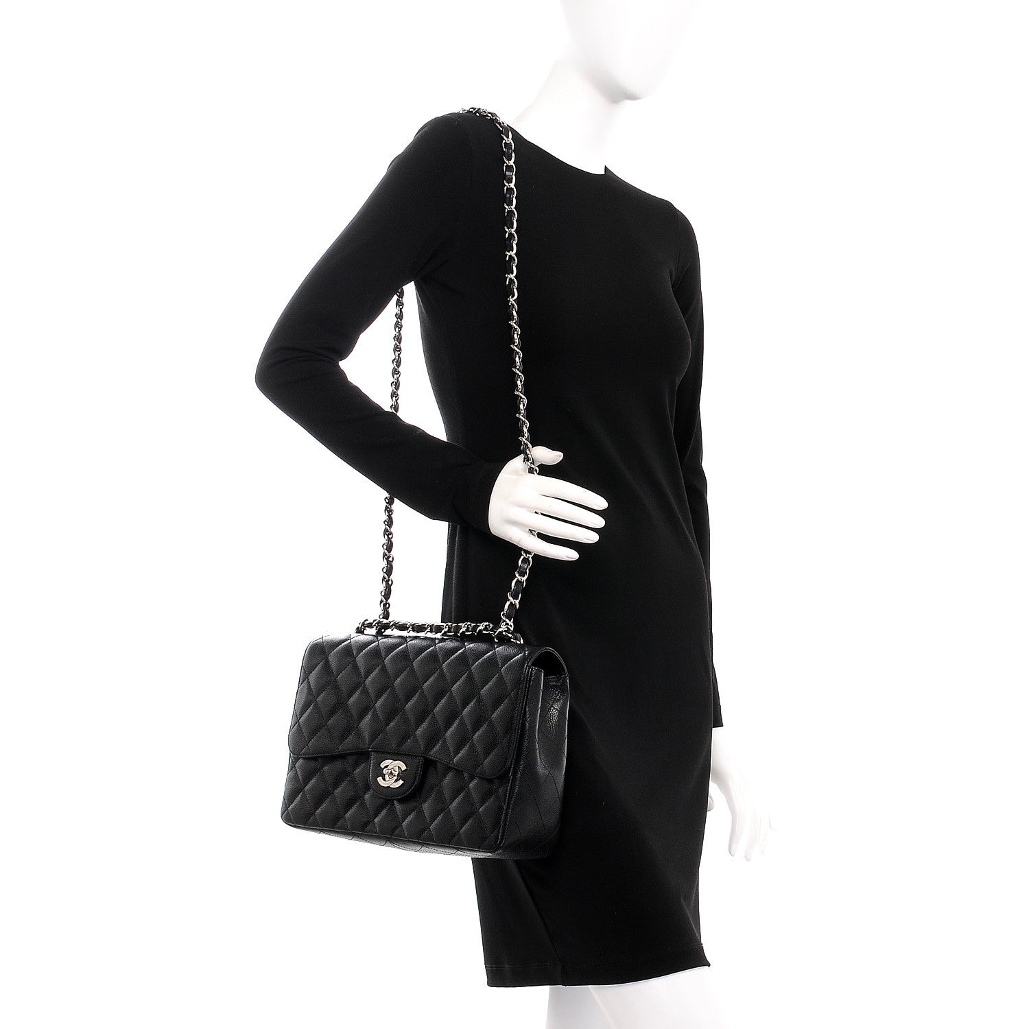 Chanel Caviar Quilted Jumbo Single Flap Black 2 of 9