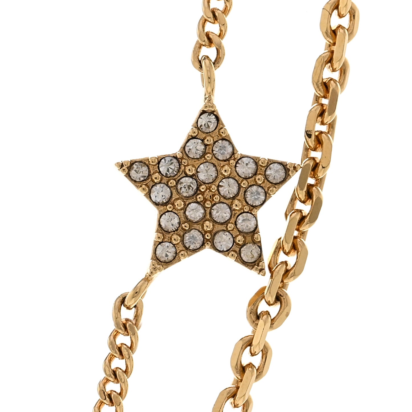 Metal Crystal Petit CD Double Necklace Gold