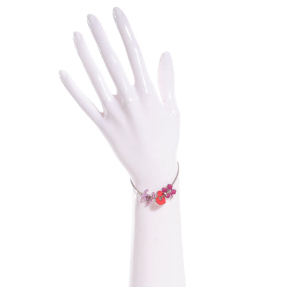 Chanel Enamel Heart CC Clover Charm Bracelet Silver 2 of 18