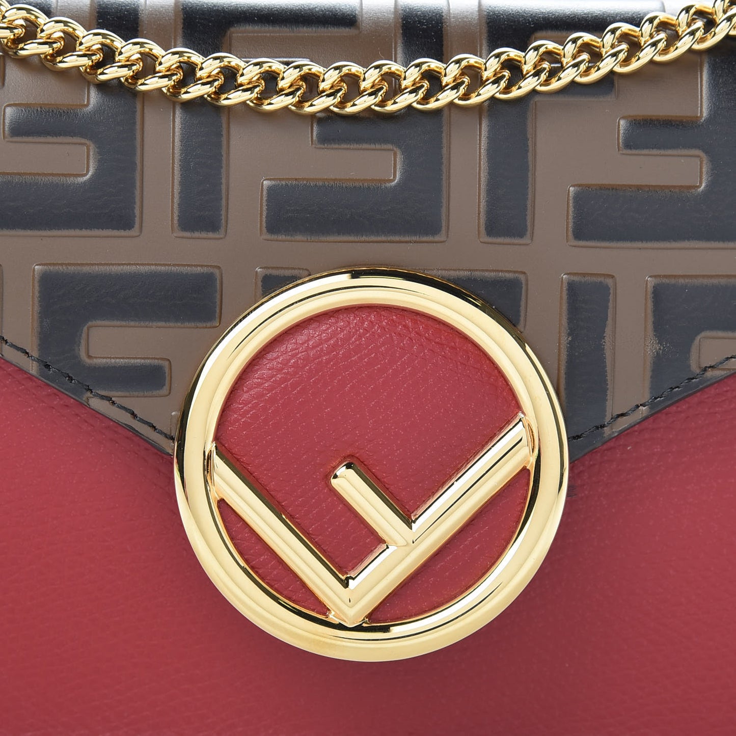 Vitello Cruise F is Fendi Bi-Color FF 1974 Embossed Envelope Belt Bag Maya Black Fragola