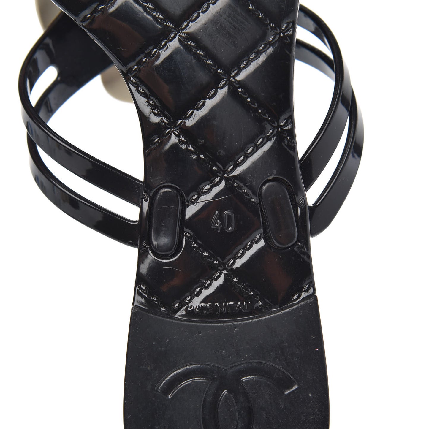 Jelly Camellia Thong Sandals 40 Black Ivory