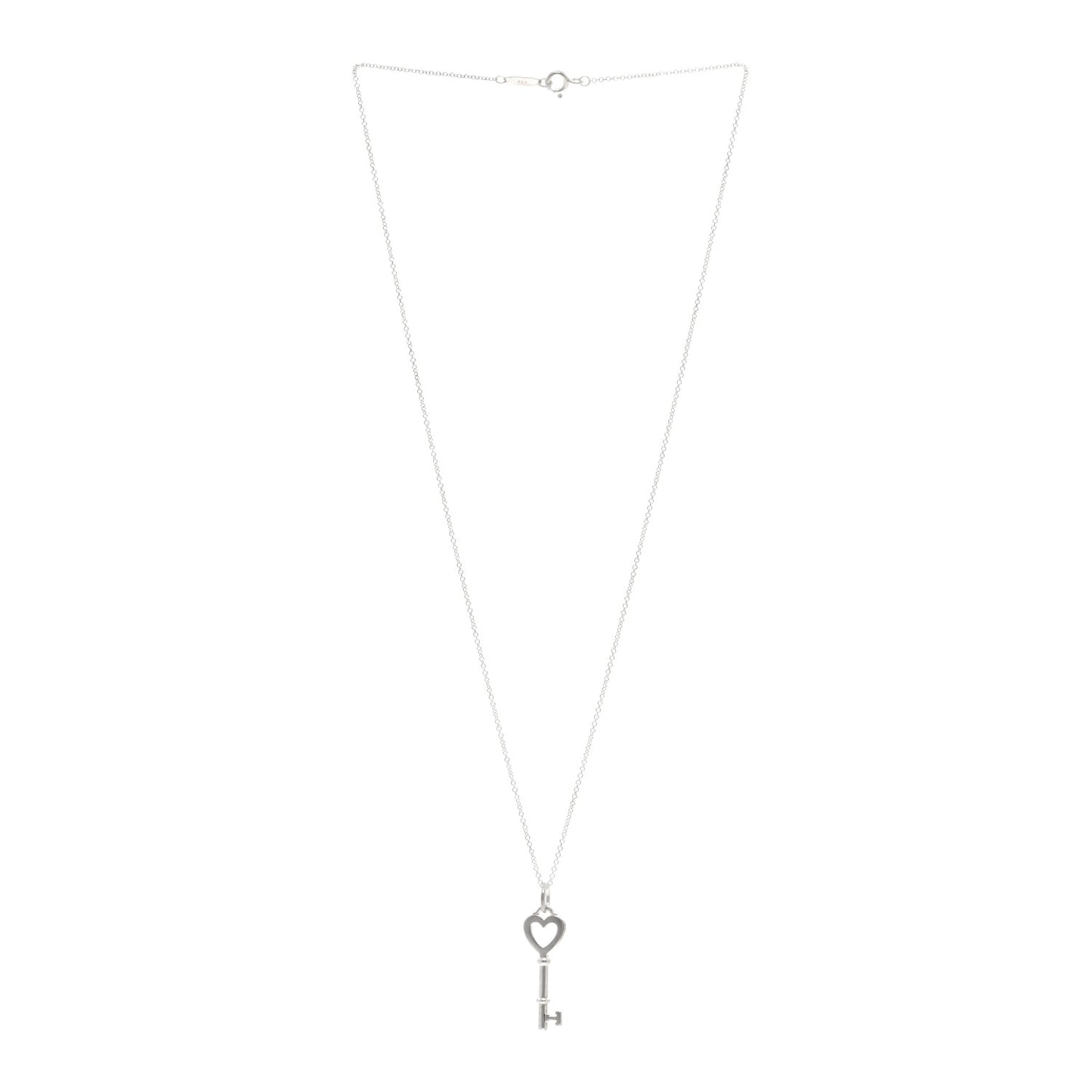 Sterling Silver Small Heart Key Pendant Necklace