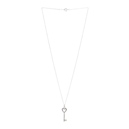 Tiffany Sterling Silver Small Heart Key Pendant Necklace 3 of 4