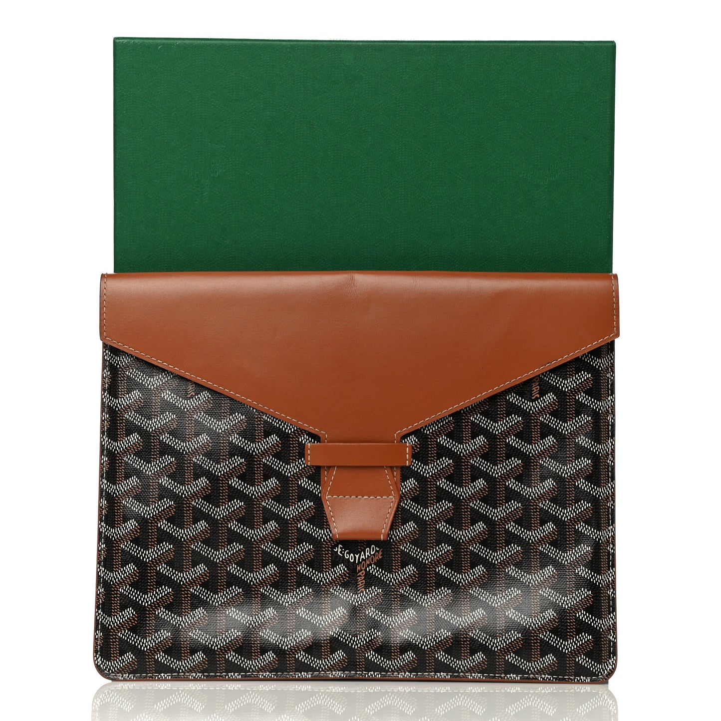 Goyardine Commando Envelope 2 Flat Large Pouch Black Gold