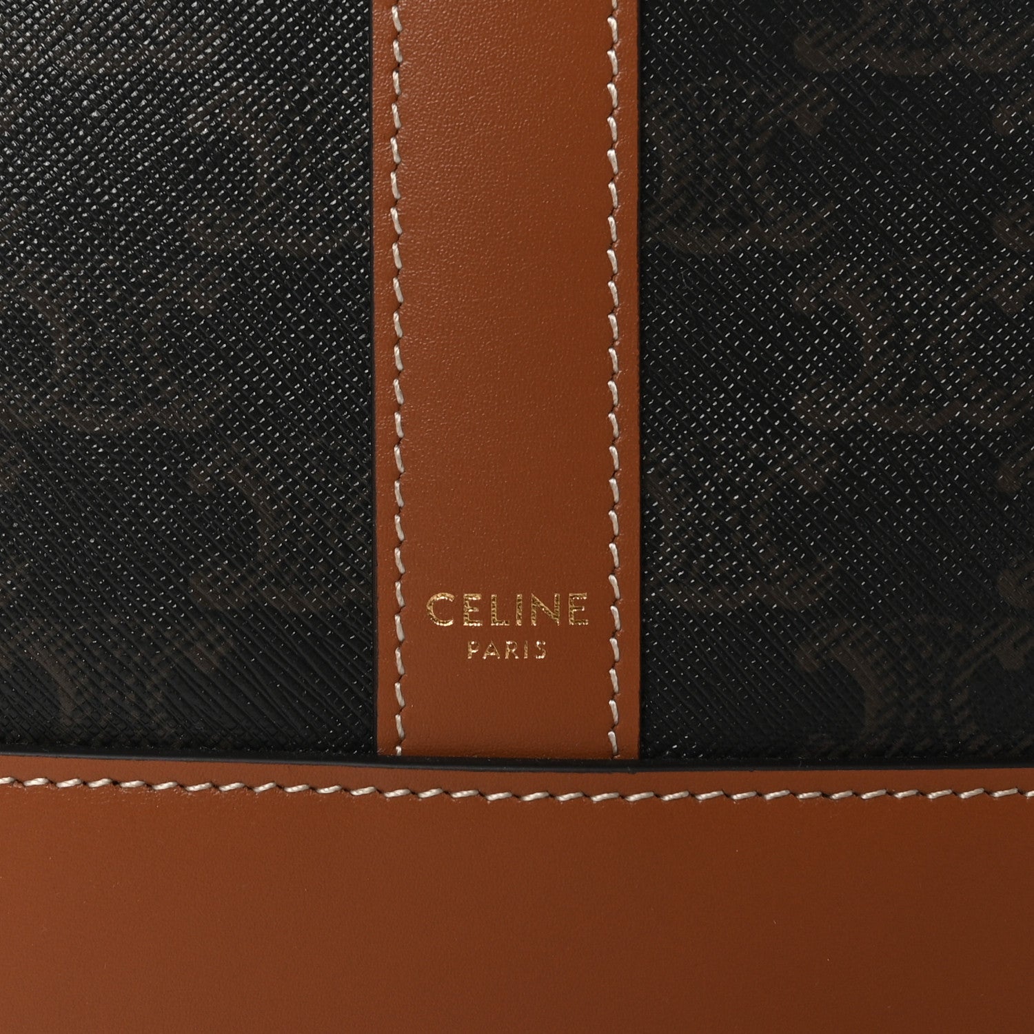 Celine Triomphe Canvas Calfskin Medium Bucket Bag Tan 7 of 10