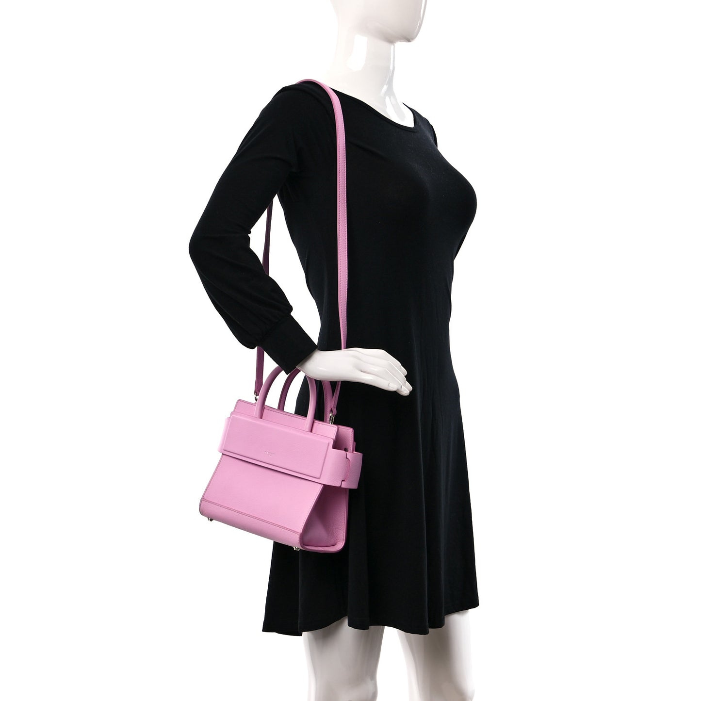 Grained Calfskin Mini Horizon Satchel Bright Pink