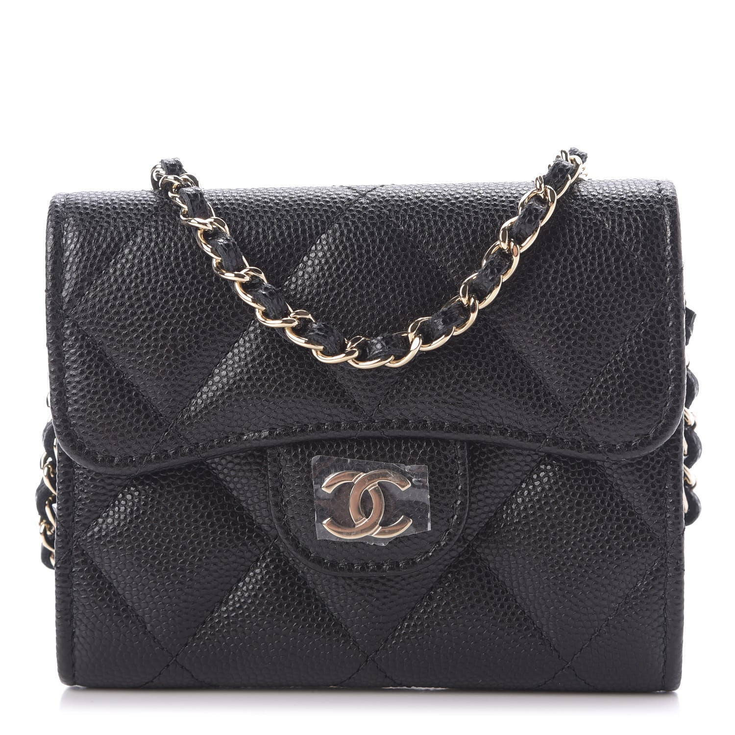 Chanel Caviar Quilted Flap Card Holder On Chain Black 1 of 10