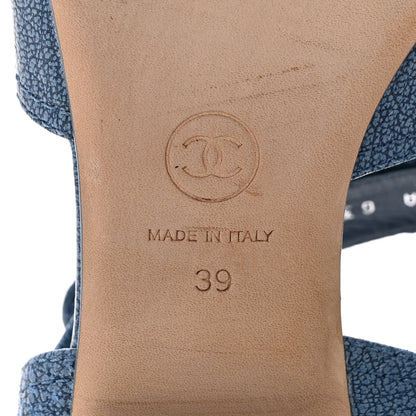 Chanel Iridescent Calfskin Logo CC Turnlock Sandals 39 Blue 7 of 10